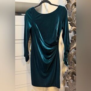 Vince Camuto Ruched Emerald Green Velvet Bodycon Mini Dress